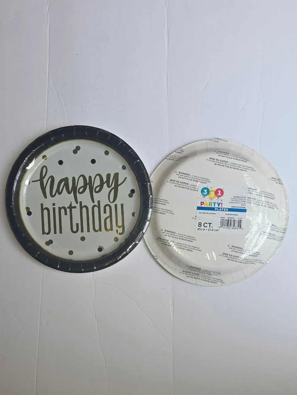Happy Birthday Gold & Black Party Plates and Napkins Set